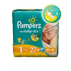  Подгузники "Pampers Baby dry extra" 2-5кг Newborn N27 