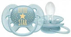  Пустышка "Авент" силиконовая Ultra soft Hello star для мальчиков 6-18мес N1 