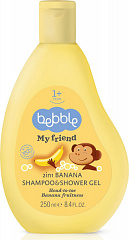  Шампунь и гель для душа "Bebble my friend" 2в1 с ароматом банана 250мл N1 