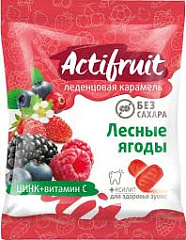  Леденцовая карамель "АКТИФРУТ" без сахара с Цинком и витамином С со вкусом лесных ягод (БАД) 60г N1 