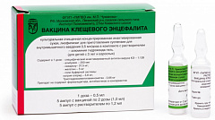 Вакцина клещевого энцефалита культуральная очищенная концентрированная инактивированная сухая пор лф 0.5мл/доза 2дз 1мл N5