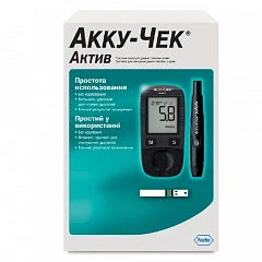  Глюкометр "Акку-Чек Актив" для определения глюкозы в крови с устройством для прокалывания кожи набор N1 