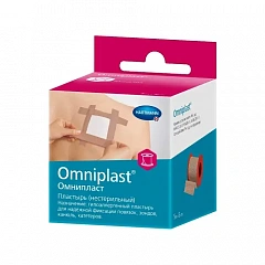  Пластырь "Omniplast" цв кожи (текстиль) с держатилем 5см*5мм N1 