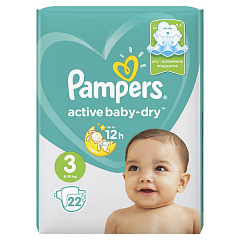  Подгузники "Pampers Active baby-dry" 6-10кг Midi N22 