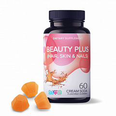  Комплекс " Livs" Витаминов для кожи волос и ногтей со вкусом крем-соды фруктов и ягод (БАД) пастилки N60 