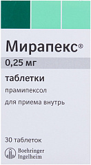  Мирапекс тб 0.25мг N30 