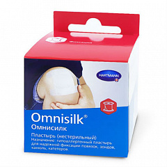  Пластырь "Omnisilk" гипоаллергенный цв белый (шелк) с держатилем 5см*5м N1 