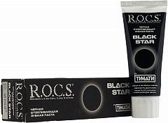  Зубная паста "R.O.C.S" Black Star Черная отбеливающая 74г N1 