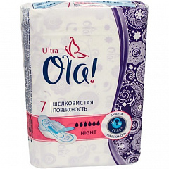 Прокладки гигиенические "Ola!" Ultra Night (ультратонкие ночные с крыл+шелковистая поверхность) N7