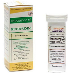  Кетоглюк тест-пол д/опред глюкозы и кетоновых тел в моче N50 