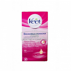 Полоски восковые Veet для депиляции с ароматом бархатной розы и эфирными маслами N10