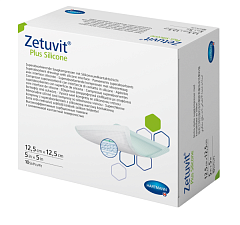  Повязка " Zetuvit Plus" суперабсорбир. с контакт.слоем из силикона 12.5см*12.5см N10 