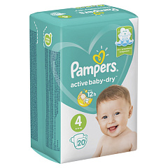  Подгузники "Pampers Active baby-dry" 9-14кг Maxi N20 